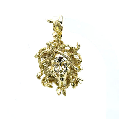 Medusa's Head Pendant in Sterling Silver with CZs or 18k Gold Over Silver with CZs