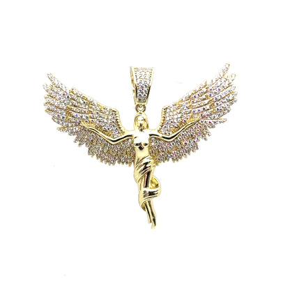 Arms Wide Open Angel Pendant in Sterling Silver or 18k Gold Over Silver with CZs